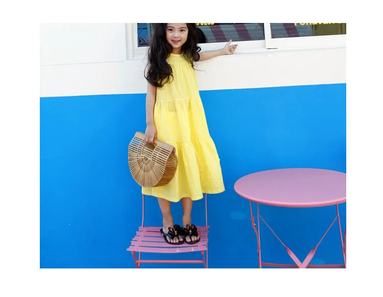 2018 new summer spring sleeveless mid calf length holiday bohimian little big girl dresses children clothing  (3)