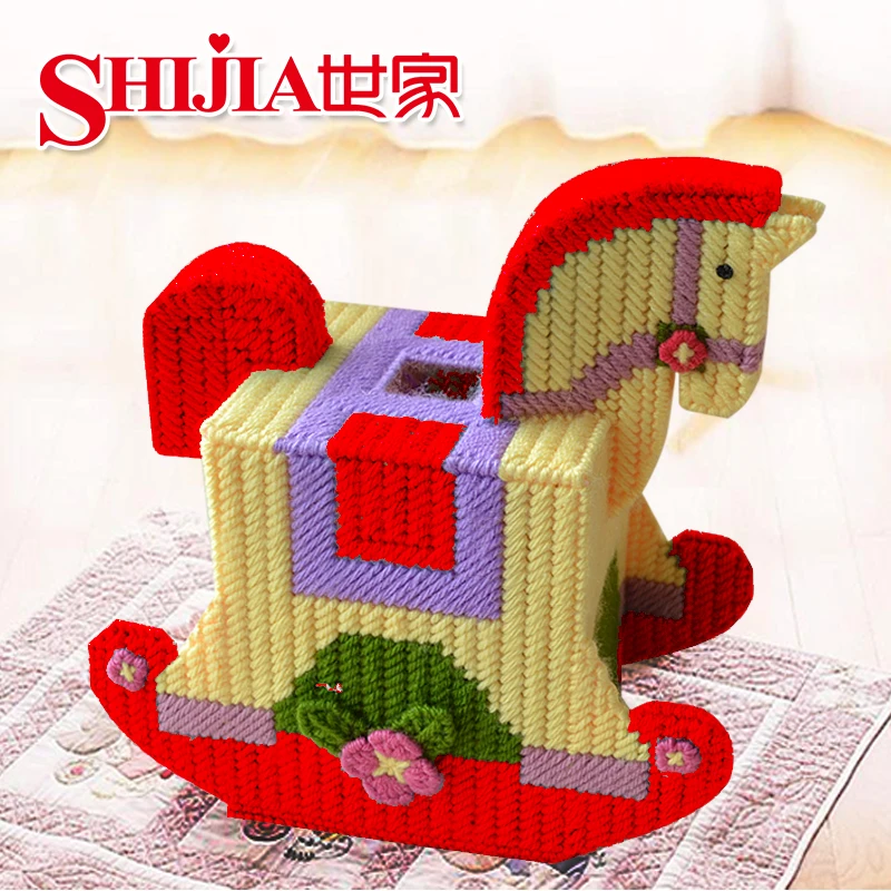 

LTX021 DIY Craft Stich Cross Stitch Needlework Embroidery Crafts Counted Cross-Stitching Kit Knitting Wool Tissue Box Package