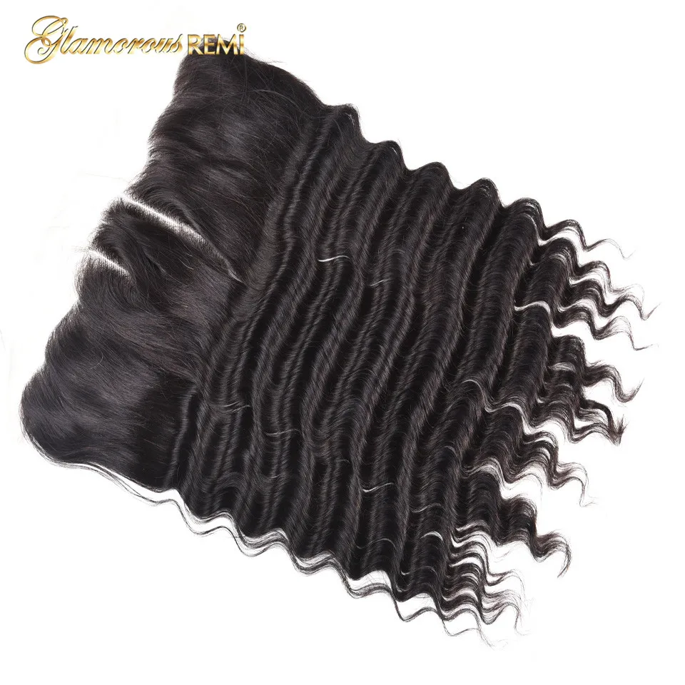 Malaysia Loose Deep Wave Lace Frontal Closure 13X4 Free/Middle/Three Part With Baby Hair 100% Human Remy Hair Natural Color 1b