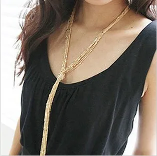

All-match Multi-layer Tassel Long Necklace Vintage Design Sweater Collares Gold Necklace for Female Fringed Kolye