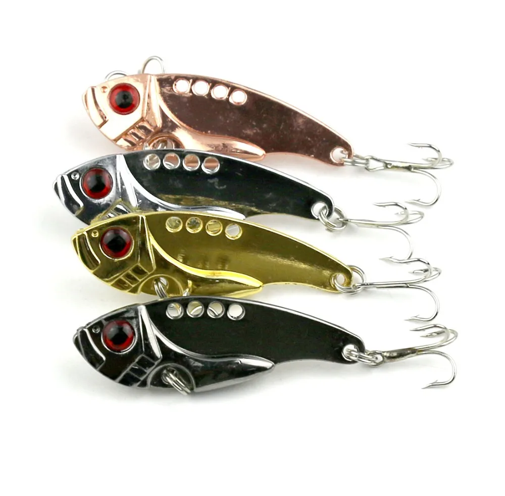 

Big Sale 4pcs Metal Bait Vibration Lure Fly Fishing VIB Baits With 8#Hooks Vibrator Isca Artificial Fishing Wobbler 5.5cm 11g