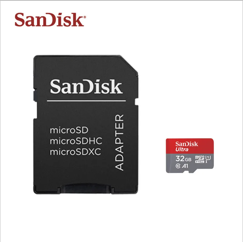 Карта Micro SD SanDisk, 64 ГБ, 128 ГБ, Оригинальная карта памяти, 16 ГБ, 32 ГБ, MicroSD, Макс., 100 м/с, C10, TF карта, карта памяти - Емкость: 32GB with adapter