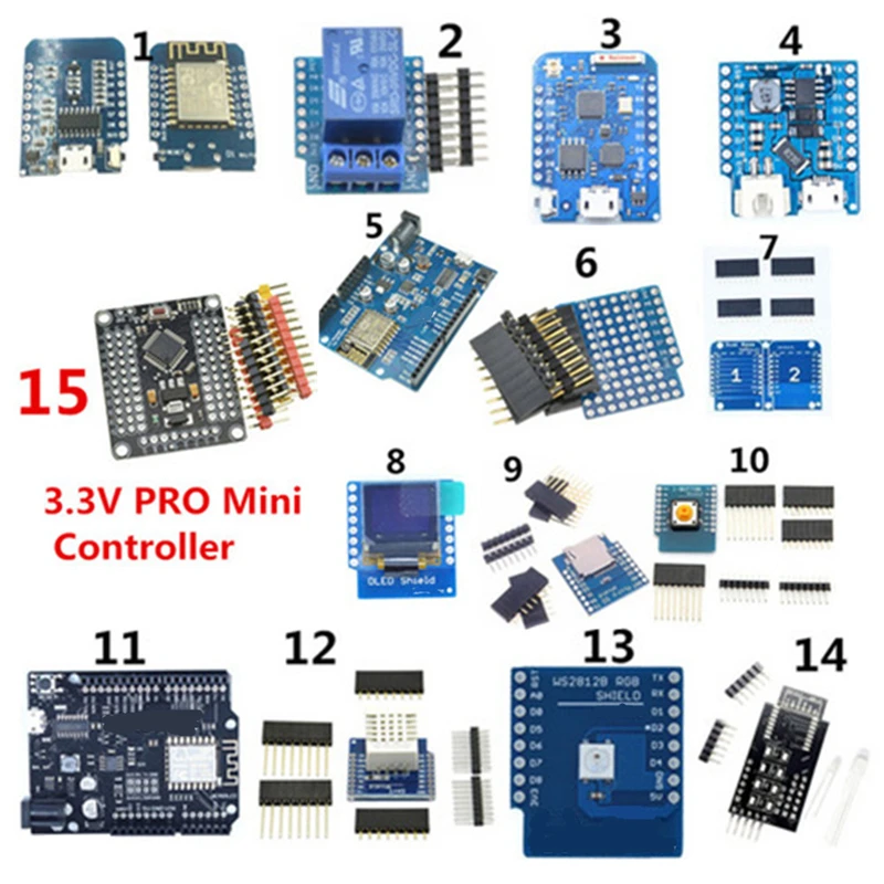 WeMos D1 полный спектр комплекта ESP8266 Wifi мини ESP-12F/12E DHT22 AM2320 CP2104 CH340 релейный модуль sd-карта макетная плата