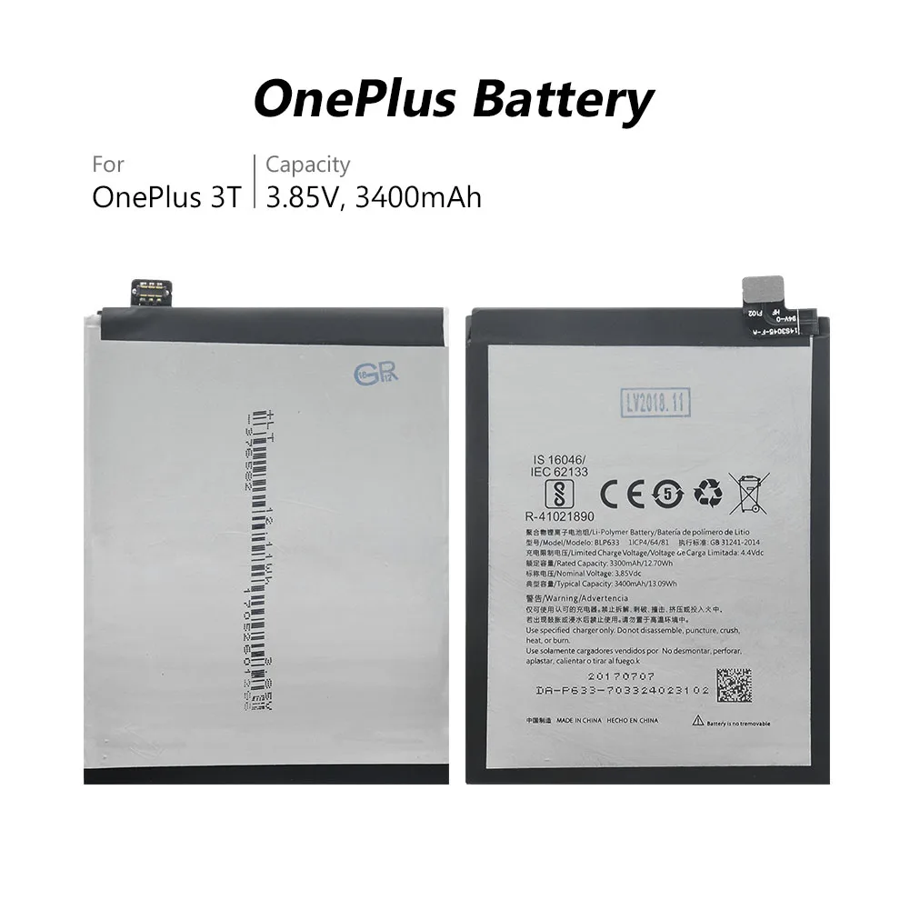 Батарея BLP633 для Oneplus 1 1+ 3T One Plus Three T A3010 запачасти замены lcd мобильного телефона литий-полимерные аккумуляторы 3400 мАч инструменты