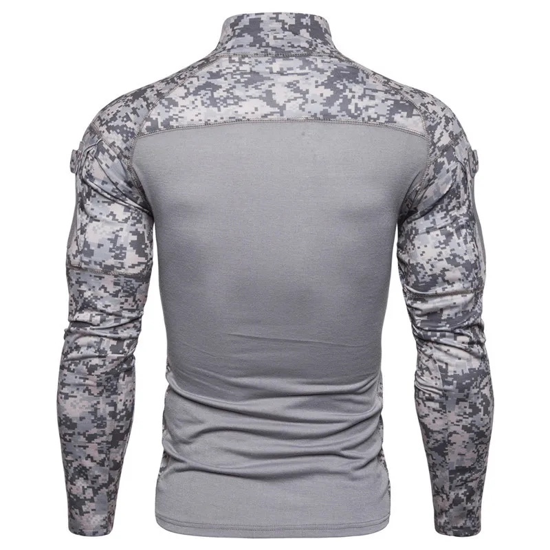 Мужская тактическая футболка, камуфляжная тренировочная военная одежда, топы для спорта на открытом воздухе, фитнеса, большой размер, эластичная футболка с длинным рукавом