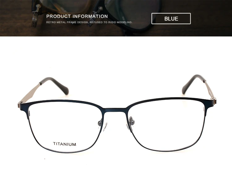 Титан Круглый очки рамки для мужчин широкий gafas Оптический очки при близорукости негабаритные очки глаз зрелище для мужчин - Frame Color: Blue