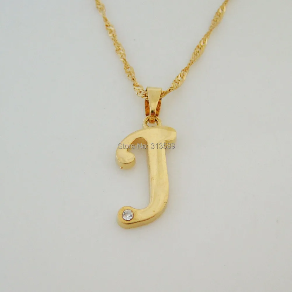 Min order 10 CAN MIX WITH OTHER STYLE YELLOW GOLD GP 18 NECKLACE 26 LETTERS LETTER