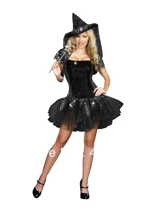 

ML9018 Black Starry Night Adult Witch Costume Sexy Adult Christmas costume