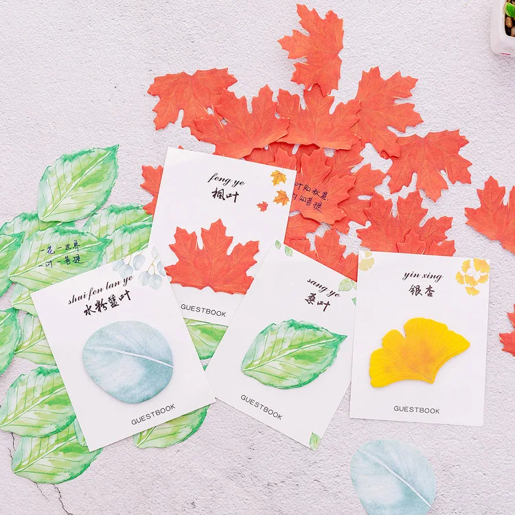

Fallen Leaves Series Fresh Style Self-Adhesive Memo Pad Sticky Notes Bookmark Students Stationery Office and School Supplies