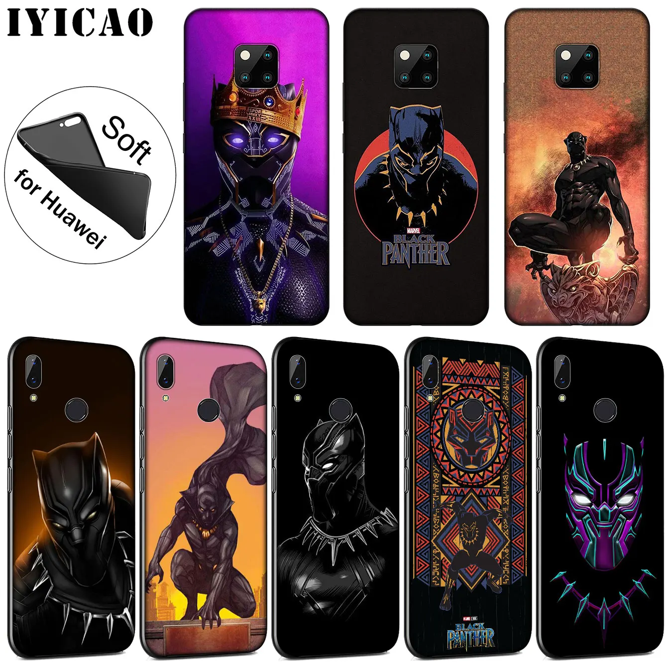 

IYICAO Avengers Marvel The Black Panther Soft Silicone Phone Case for Huawei Nova 3i 3 2i for Huawei Mate 20 10 Pro Lite Cover