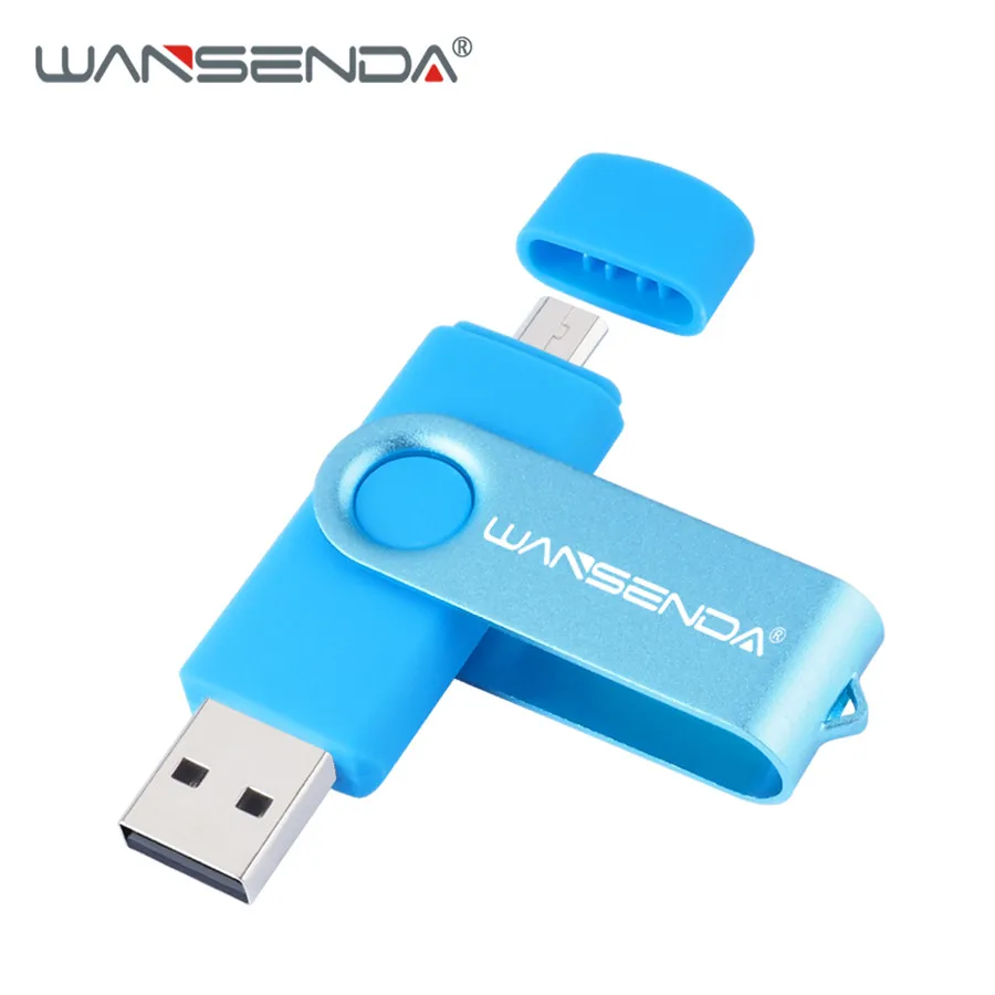 Флеш-накопитель WANSENDA OTG USB 128 Гб 64 Гб Флешка 8 ГБ 16 ГБ 32 ГБ флеш-накопитель 256 ГБ USB флеш-карта памяти для Android/планшетного ПК - Цвет: Синий