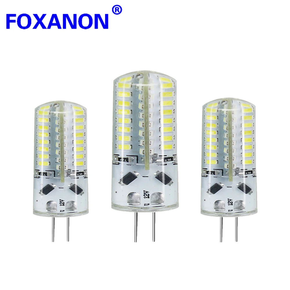 Светодиодная лампа Foxanon G4 3014 SMD 12 В 3 Вт 5 6 диммируемая светодиодная 24 48 64