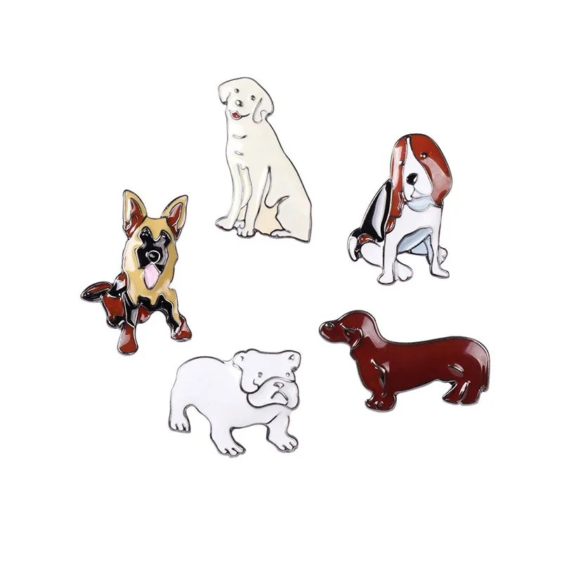 081 48 De Réductionmignon De Bande Dessinée Chien Shar Pei Golden Retriever Foxhound Collie Teckel été Frais émail Métal Bouton Badge Broche Pins