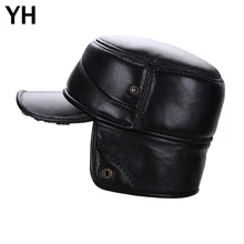 Мужские кожаные бейсболки из натуральной овчины, качественная натуральная кожа, теплая зимняя шапка, Натуральная овечья кожа, бейсболка
