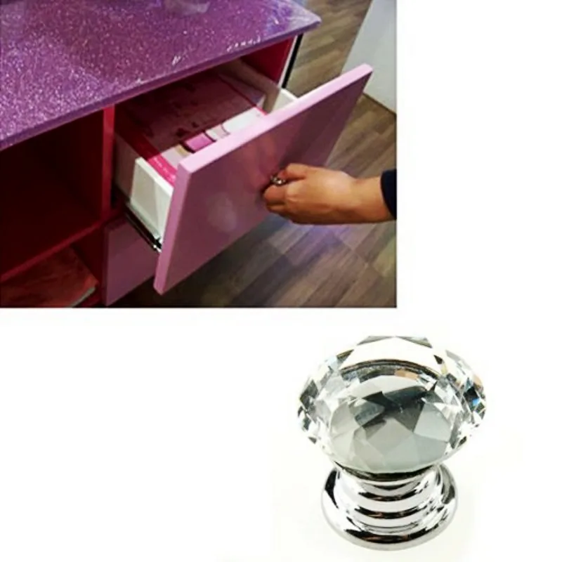 Горячее предложение! 10 шт. 20 мм кристально стеклянная прозрачная ручка для шкафа выдвижная ручка кухонная дверь фурнитура для шкафа
