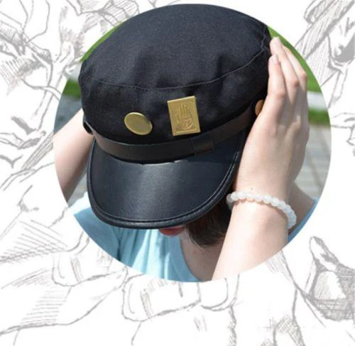 Необычные шляпы для косплея Jotaro Kujo в стиле аниме, военная Кепка Jo, шляпа+ значки, цена