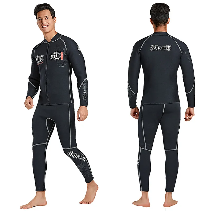 SBART 3MM Neoprene Wet suit Men's Long Sleeve Black Tops Pants Dive Suit Winter Swim Scuba Dive wet suit for cold water suit