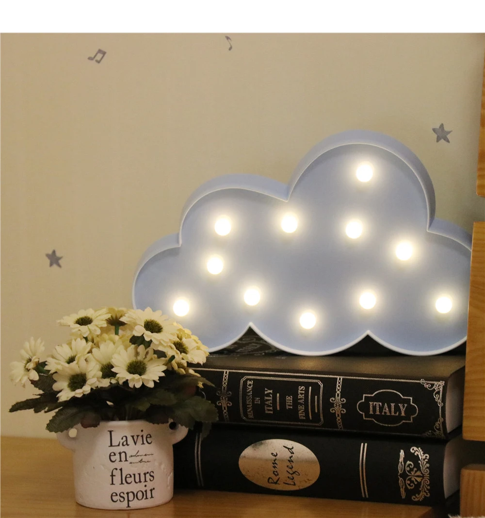 Белый, синий, облачный 3D Настенный светильник, светодиодный ночник для детских комнат, аккумулятор, ночной Настольный пластиковый светильник, вечерние, декоративный светильник
