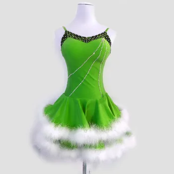 

New style latin dance costume sexy spandex Ostrich feather latin dance dress for women latin dance compeition dresses S-4XL