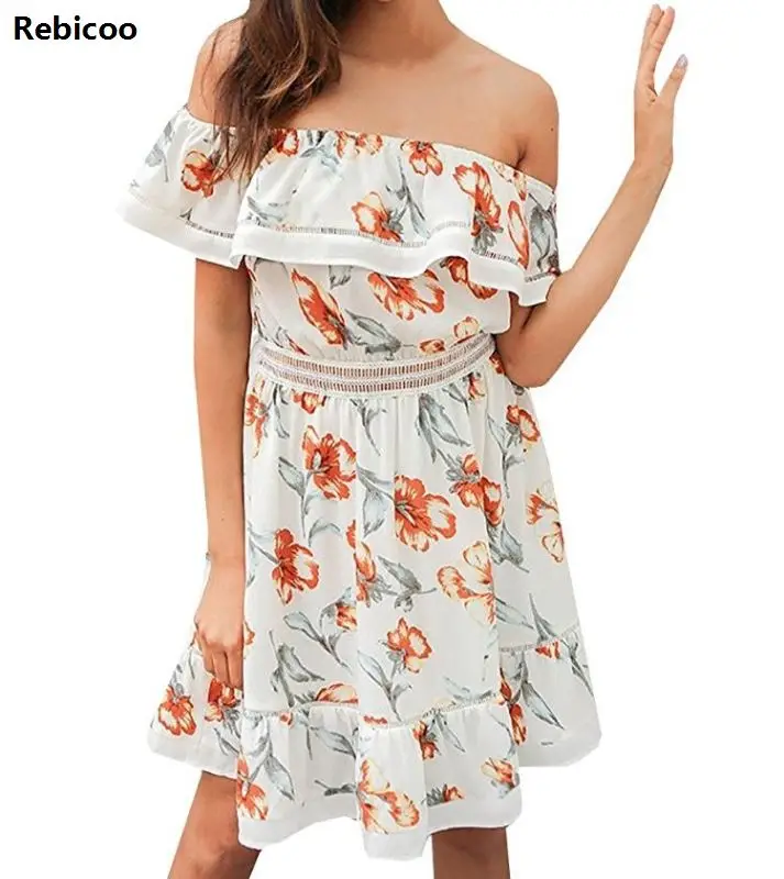 

blusas femininas Lady Sexy Women Casual New Fashion Long Flare Sleeve Off shoulder Chiffon Floral Printed Blouse Tops Shirt
