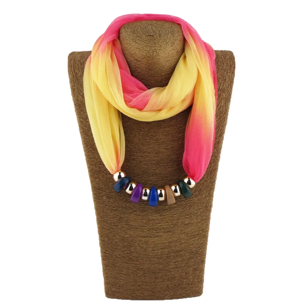 

Women Neck Pendant Scarves Shawls Stole Jewelry Gradient Scarf Necklace Wrap