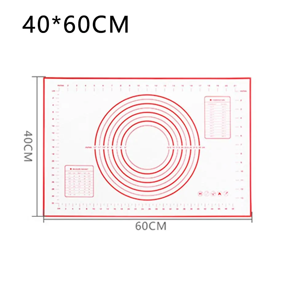 Многоразовый силиконовый коврик для выпечки с антипригарным покрытием для духовки, Экологичный коврик для раскатки теста, большие кухонные обеденные инструменты, Аксессуары для выпечки, горячая Распродажа - Цвет: 40-60cm-Red