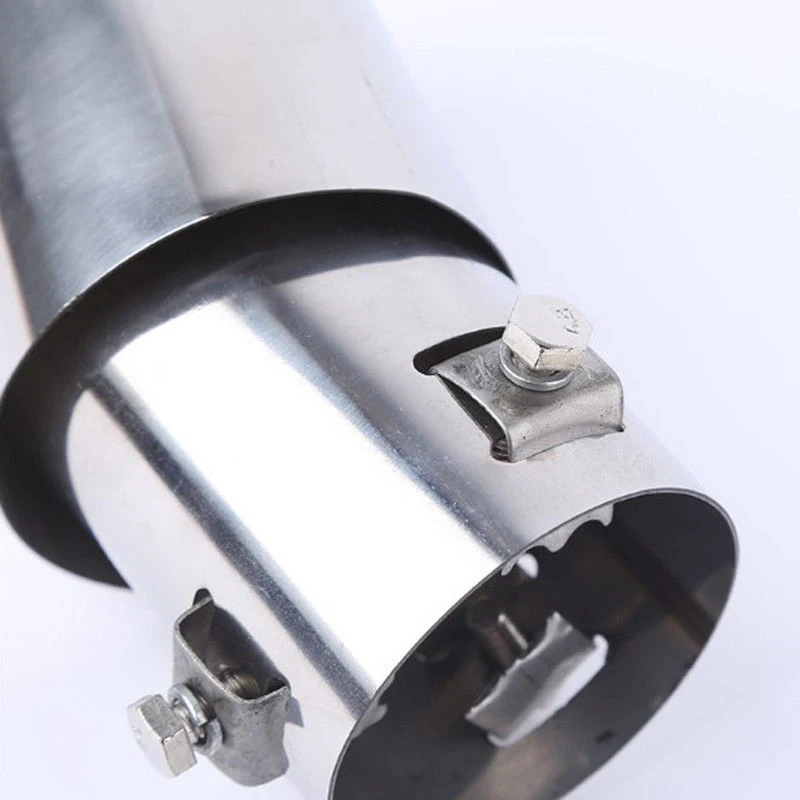 Car Round Silver Stainless Steel Chrome Exhaust Tail Muffler Tip Pipe Accessorie