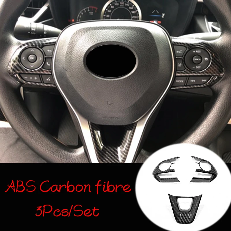 Для Toyota RAV4 2019 2020 ABS углеродное волокно автомобиля рулевое колесо Кнопка рамка Крышка отделка наклейка автомобиль Стайлинг Аксессуары 3 шт