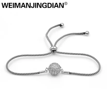 WEIMANJINGDIAN кубический цирконий Кристалл паве браслеты из шариков для женщин или свадьбы с восковый шнур, Веревка Цепь