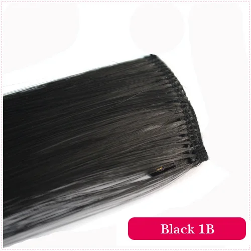 Nissi 50 см, один зажим, один кусок, волосы для наращивания, синтетические, длинные, прямые, для наращивания, радужные, цветные волосы для детей и женщин - Цвет: Black 1B