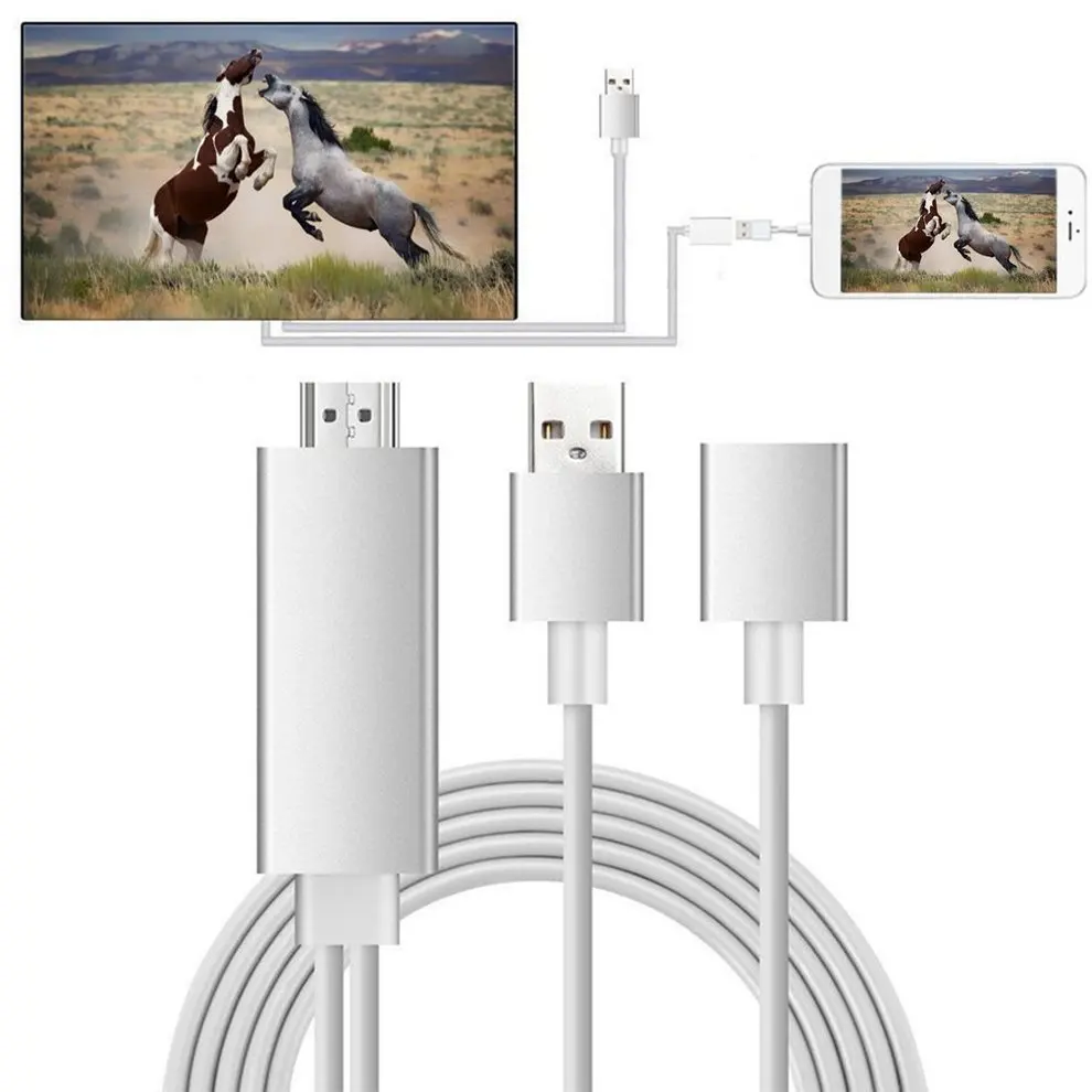 

2PCS USB C Cable 1080P HD High Speed Type-c Cable Male-Female Audio Cable Universal For IOS For Android Smartphone