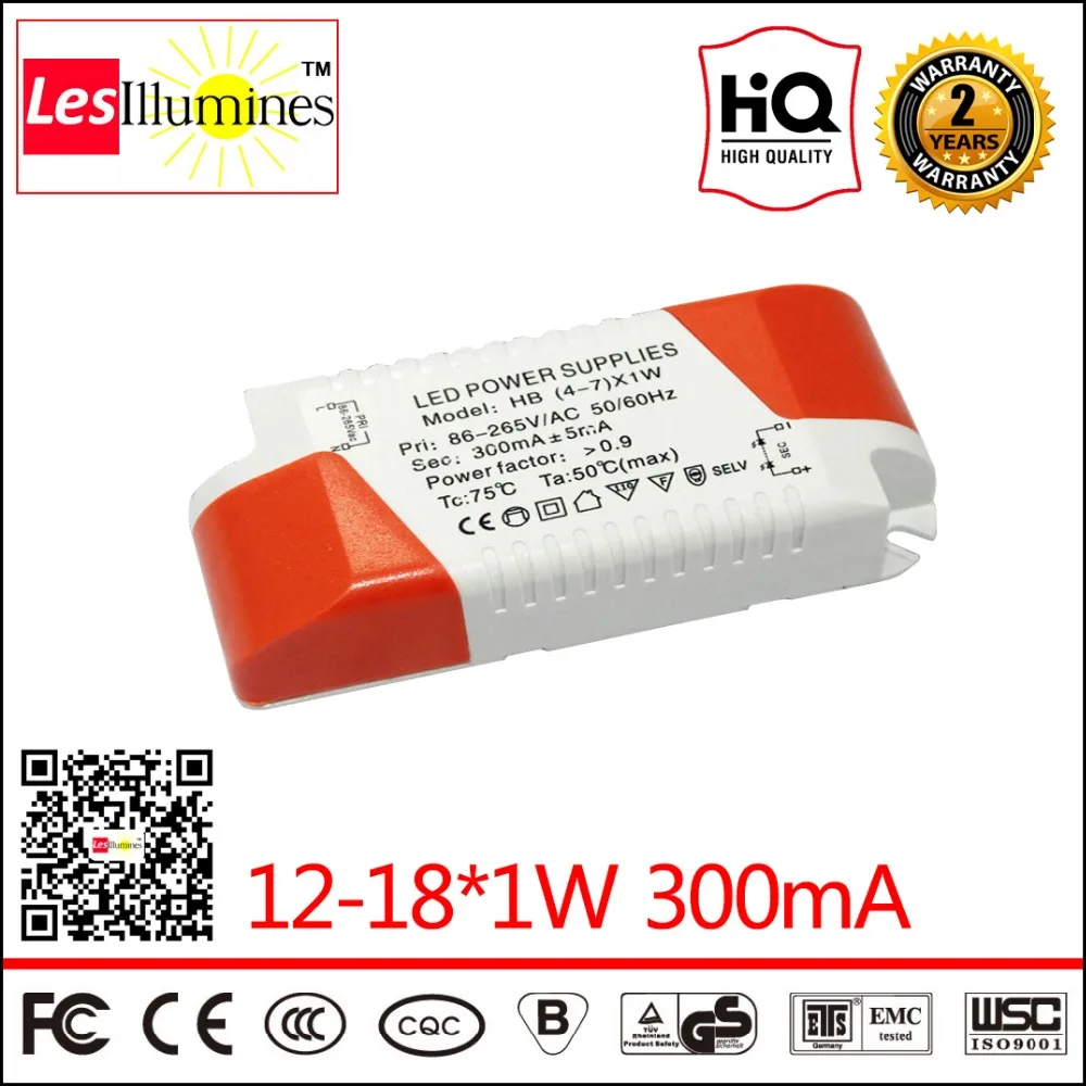 LED Panel Light Driver Transformer CE ROHS Approval AC90-265V to DC30-62V 300mA 12-18*1W LED Power Supply for LED Ceiling Light