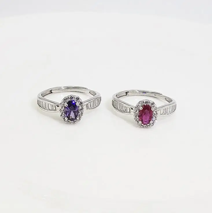 

@ MeiBaPJ Originally Designed Brilliant Zircon S925 Pure Silver Inlaid Color Treasure Ring Finger Ring Movable Mouth Adjustable