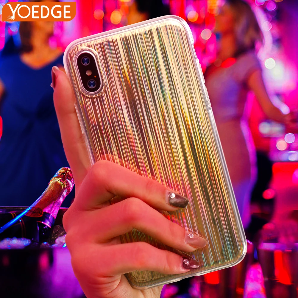 

Colorful Coque for iPhone X Cool Laser Rainbow Shining Case for iPhone 6 6S 7 8 Plus Soft TPU Back Cover iPhone Xs Max XR Capa