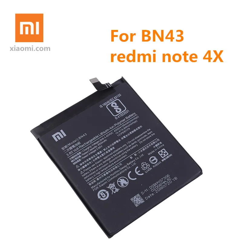 Оригинальный аккумулятор Xiaomi BN43 запасной для Redmi Note 4X/ 4 глобальная версия Snapdragon 625