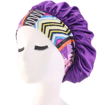 

Hair Women Sleep Cap wear Bathing Daily Adjustable Elastic Accessories Wide Band Soft Night Flower Print Cover Therapy