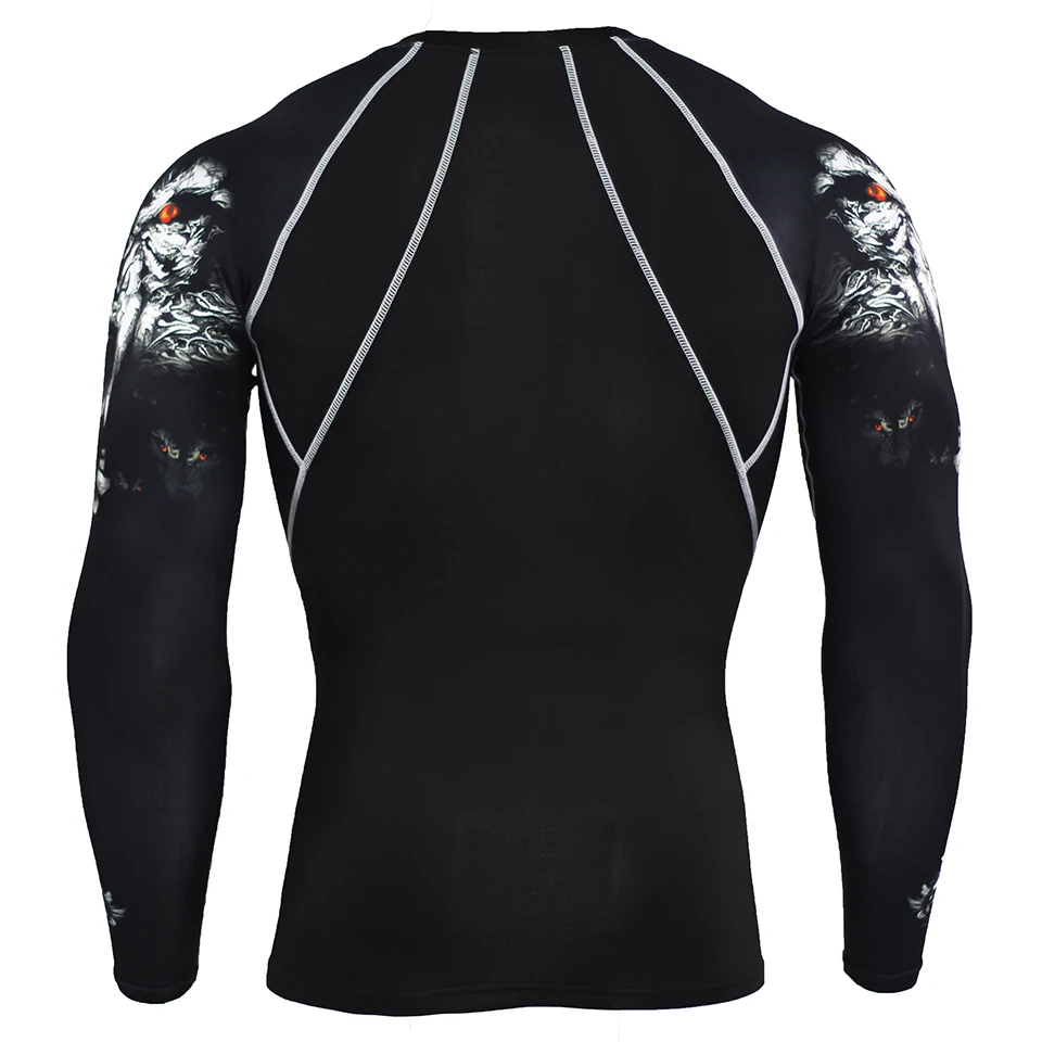 MASCUBE Для мужчин сжатия рубашки ММА Rashguard держать Фитнес с длинным рукавом базовый Слои кожу жесткой Вес подъема упругие Для мужчин s футболки