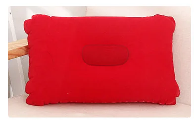 Portable Pillow Travel Air Cushion Inflatable Double Sided Flocking Cushion Camp Beach Car Plane Hotel Head Rest Bed Sleep - Цвет: Red