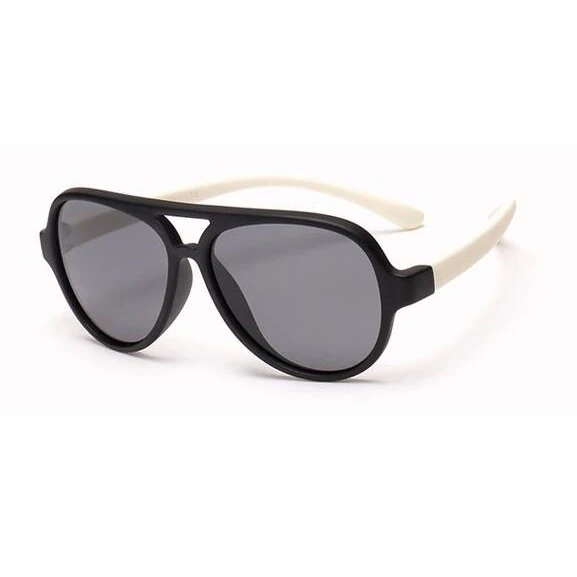 Новые поляризованные Детские Овальные Солнцезащитные очки TR90 пилот мягкий каркас для маленьких мальчиков и девочек Солнцезащитные очки UV400, детский темные очки для улицы - Цвет линз: black frame white