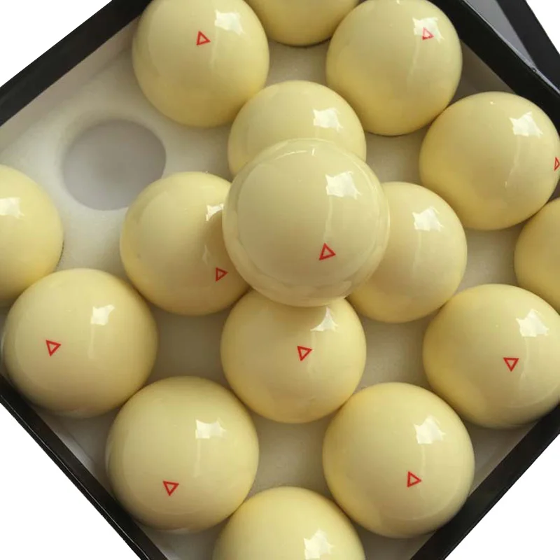 xmlivet Single 1pc Billiards Pool White Balls Yellow with red triangle Resin 52.5mm/57.25mm Nine-ball White balls