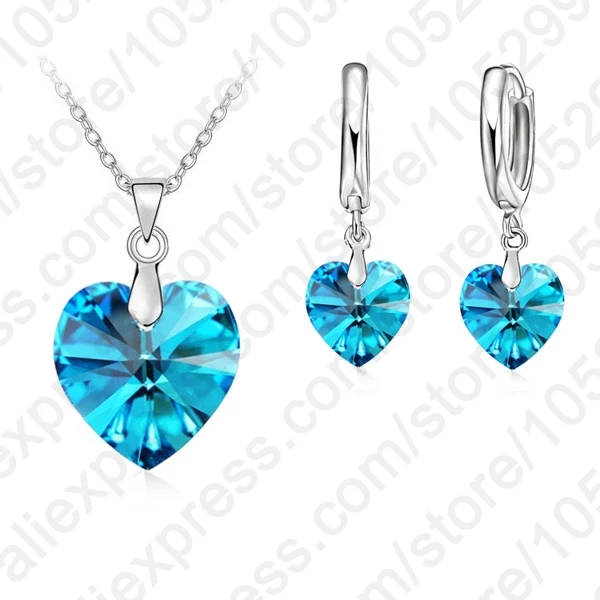 One-Set-Austrian-Crystal-925-Sterling-Silver-Jewelry-Heart-Pendant-Necklaces-Lever-Back-Earrings-Woman-Accessories (5)