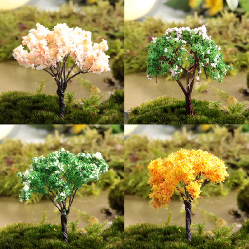 1 Pcs set Lovely False Tree Cherry Tree Christmas tree Garden Art PVC Action Figures Collection
