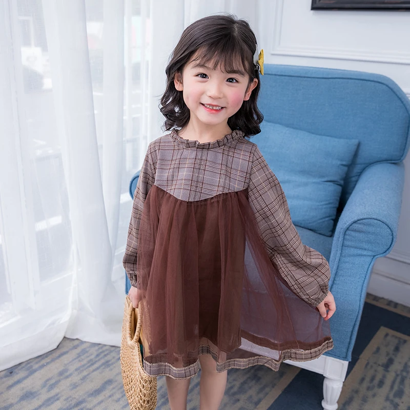 

Kids dresses for girls japanese style kawaii mesh princess dress casual 2019 spring knee length weekend wear for 2-9T child
