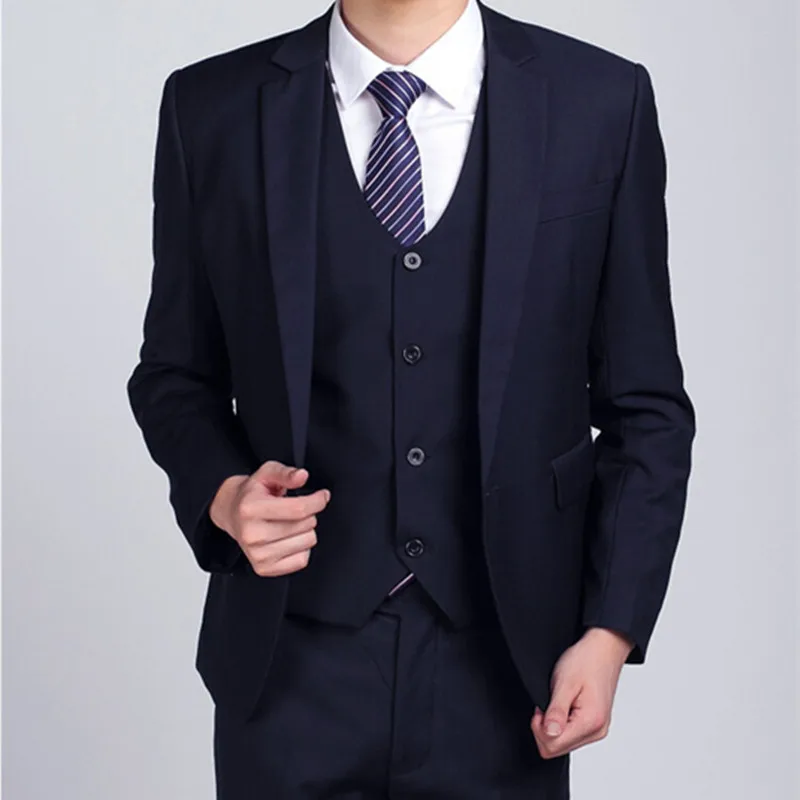 Cheap Men Navy Suits Slim Fit Tuxedos Wedding Suits For Men Groomsmen