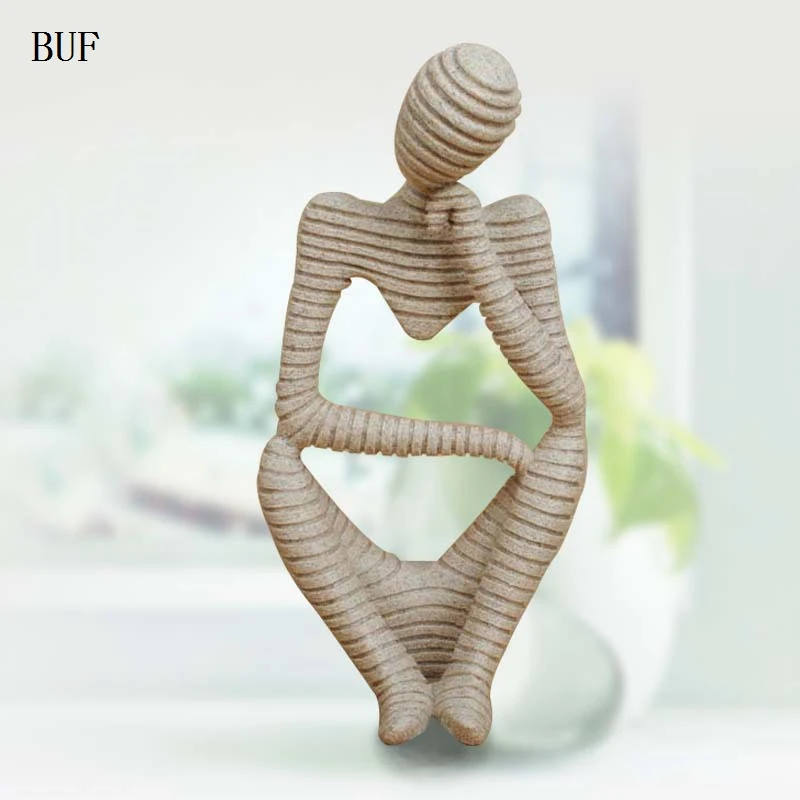 

BUF Home Decoration Fashion Abstract Thinking Men Ornament Statue Handmade Resin Craft Art Collection Gift Sculpture