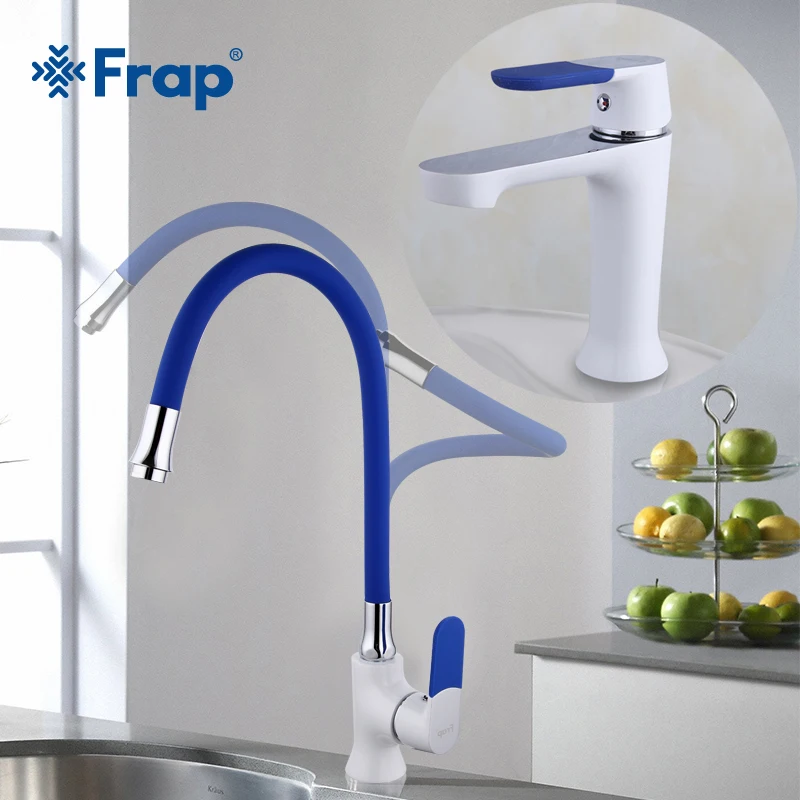 Frap  Multi-color Basin Faucet Kitchen Faucet Silica Gel Nose Any Direction Cold and Hot Water Mixer Torneira Cozinha F1034F4034