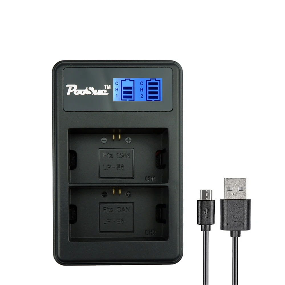 LP E6 Battery LP E6 Charger LP E6n LCD display USB Dual charger for