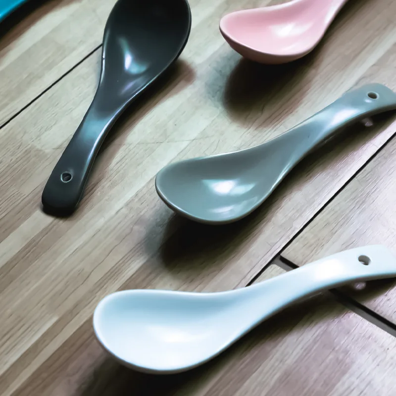 

Sugan Life 6 Colors ceramics Spoon With Long Handle Ice Spoon Coffee Spoon Tea Home Kitchen Tableware Spoons Size 14 cm