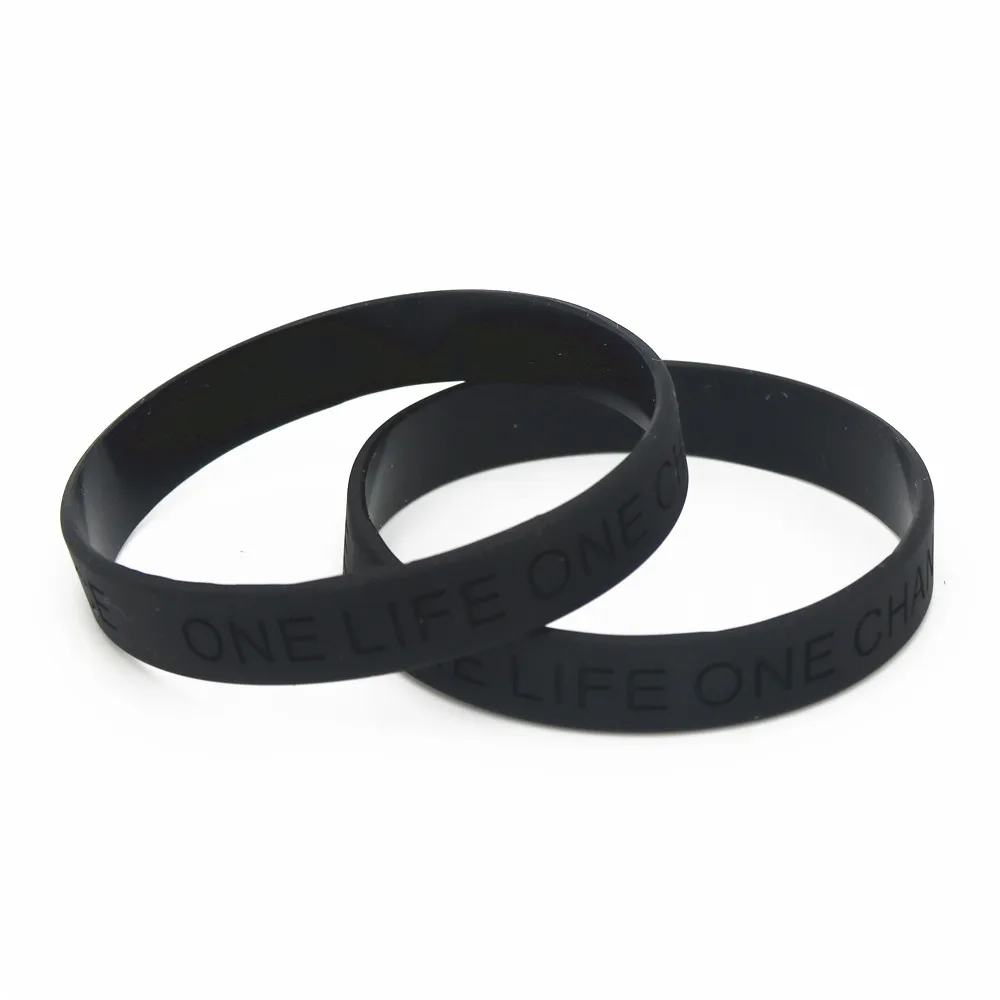 1PC Fashion Black One Life One Chance Printed Silicone Wristband Sports Bracelet Bangles Rubber Bracelet Men Women Jewelry SH066