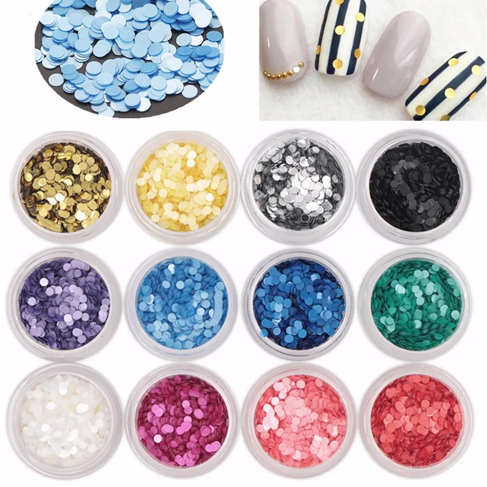 12 jars Acrylic nail art Glitter Sequins charms Nail Art Stickers Tips ...